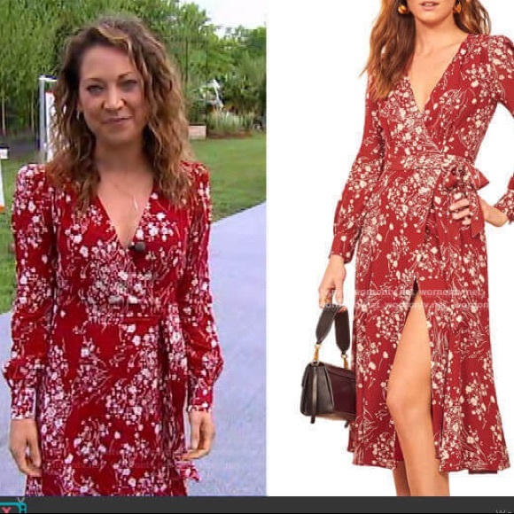 Reformation Susanna Wrap Red Floral Dress Bryce - Picture 10 of 10